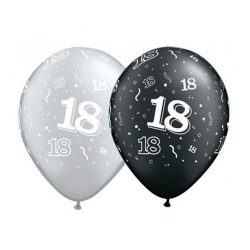 Balony z nadrukiem cyfra 18 lat (osiemnastka) 5 szt